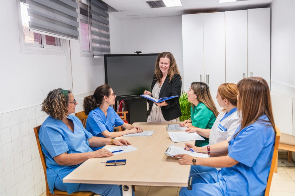 Dental team participating in professional training and staff development